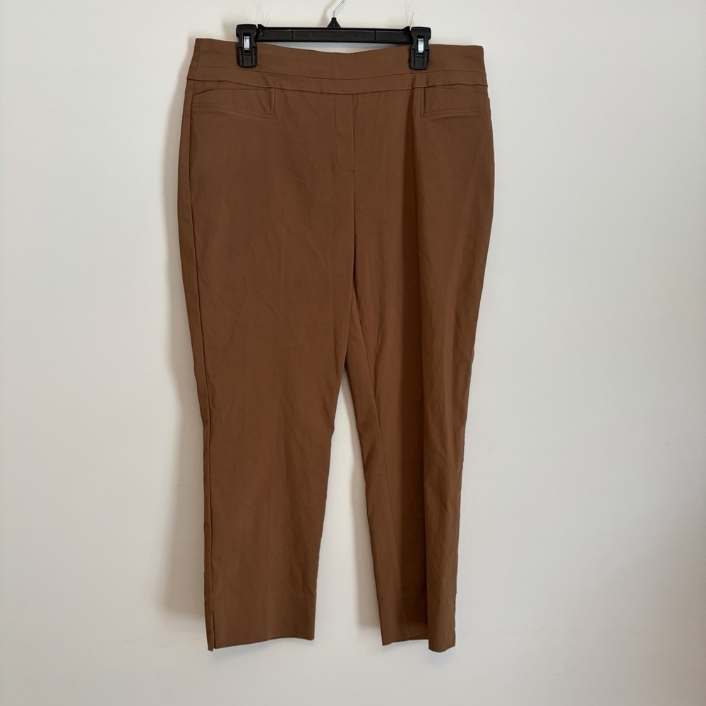 NWT Renuar Tummy Control Pants Sz‎ 14 Comfort Waist Academia Career Office Brown